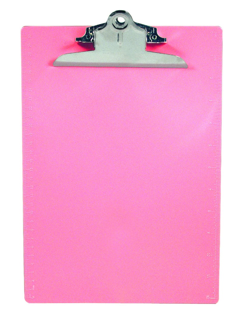 Saunders Pink Plastic Clipboard with Low Profile Clip - Image 1